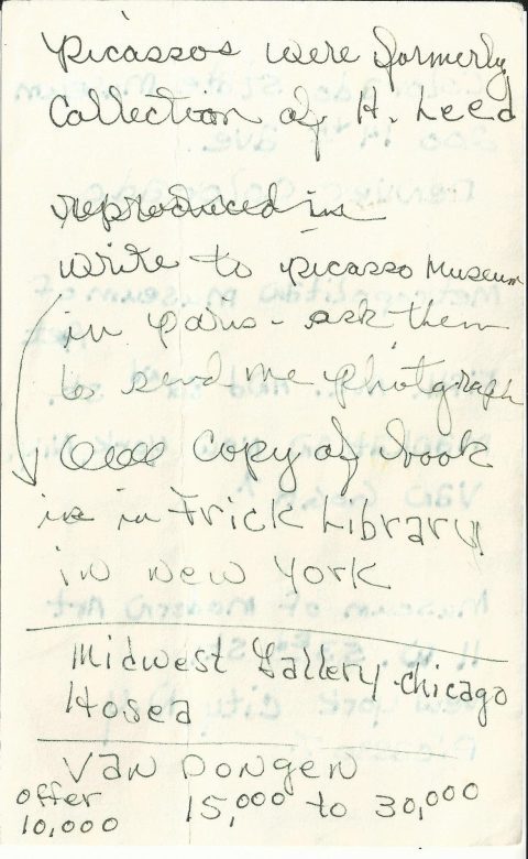 Handwritten Notes between Frederick R. Koch & Mary