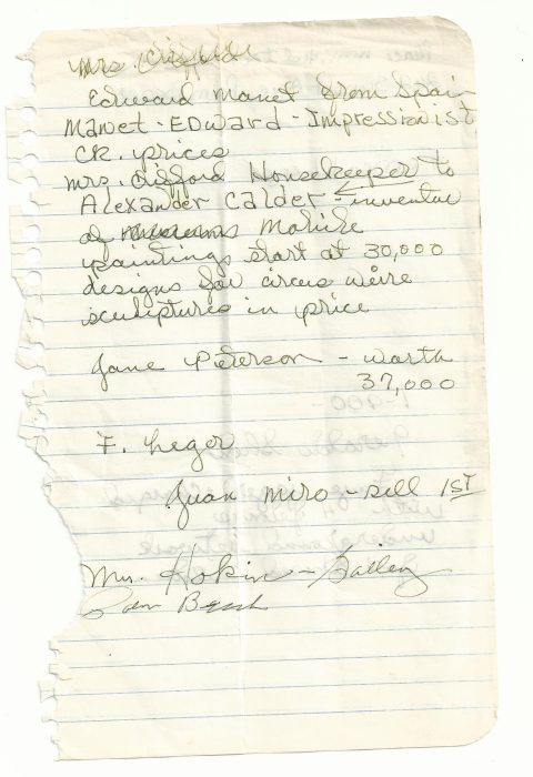 Handwritten Notes between Frederick R. Koch & Mary