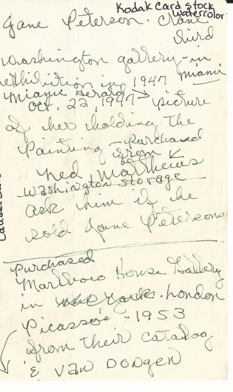 Handwritten Notes between Frederick R. Koch & Mary