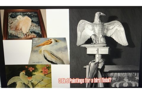 3 Bird Paintings for a Bird Finial